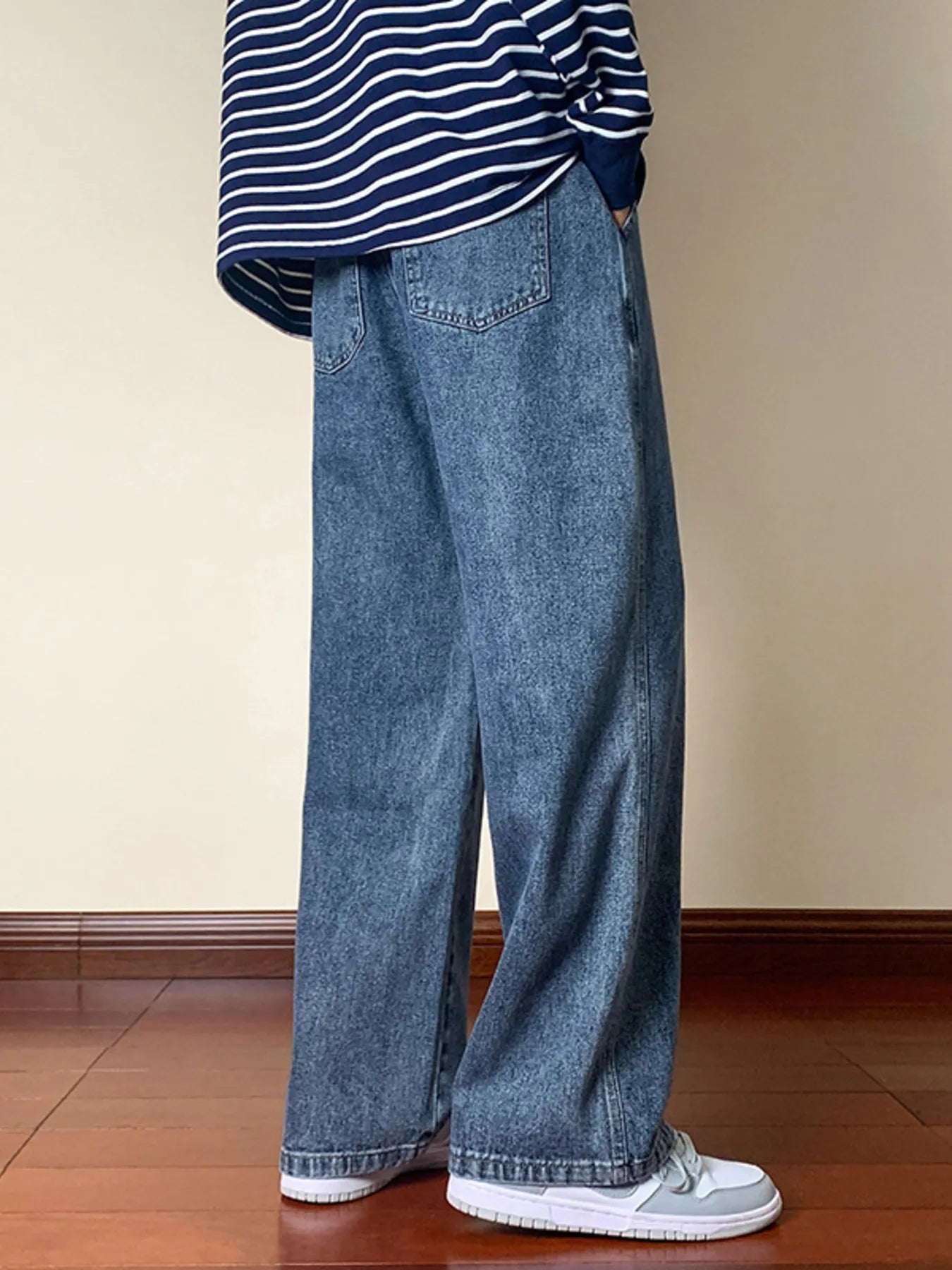 Men's Full Size Drawstring Wide Leg Jeans Plus Size