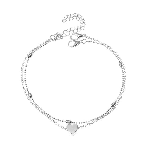 Trendy Beads Multilayer Summer Heart Anklet For Woman Bohemian Vintage