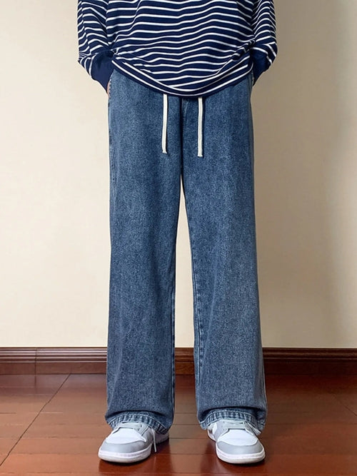 Men's Full Size Drawstring Wide Leg Jeans Plus Size