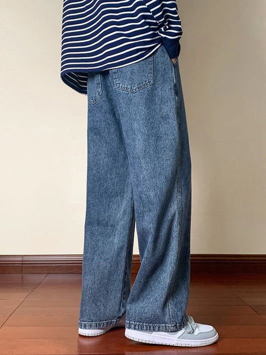 Men's Full Size Drawstring Wide Leg Jeans Plus Size