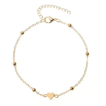 Trendy Beads Multilayer Summer Heart Anklet For Woman Bohemian Vintage