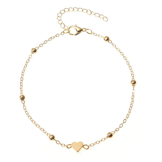 Trendy Beads Multilayer Summer Heart Anklet For Woman Bohemian Vintage