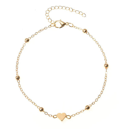 Trendy Beads Multilayer Summer Heart Anklet For Woman Bohemian Vintage